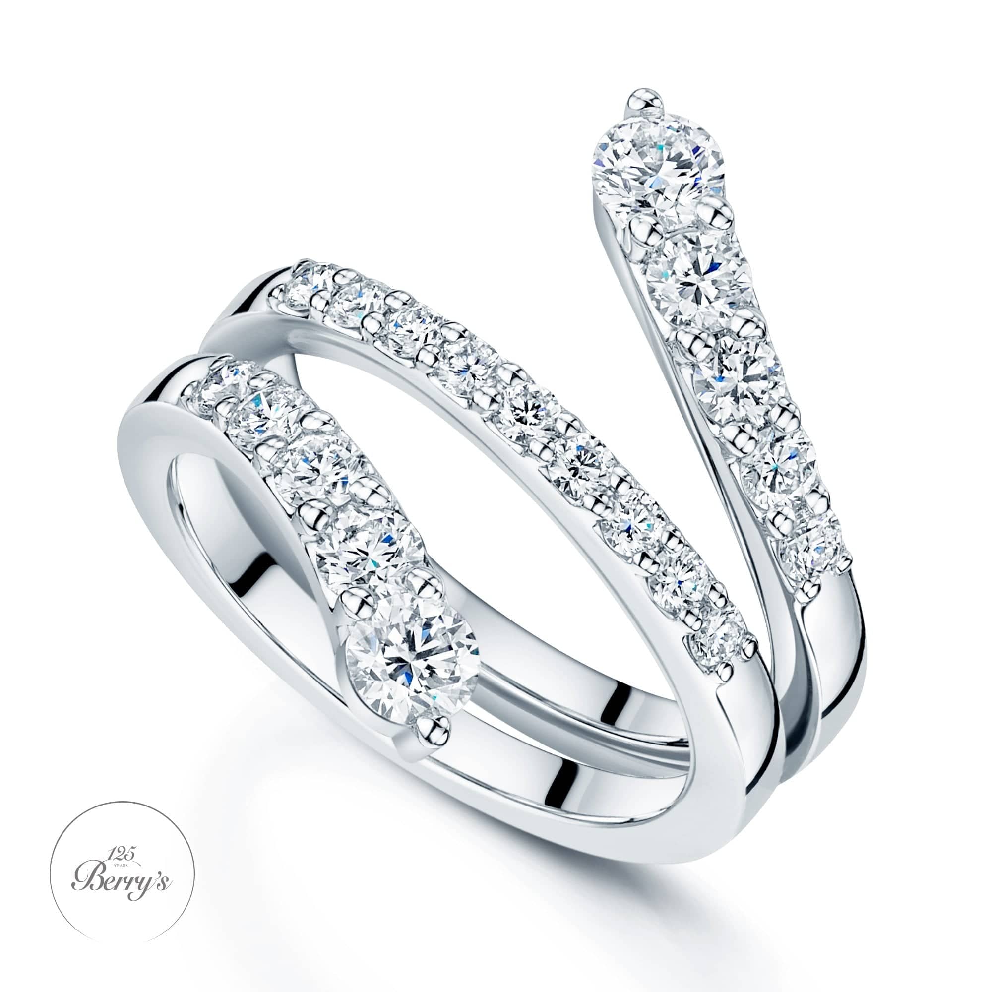 OPEIA Collection Platinum Round Brilliant Cut Diamond Fancy Triple Twist Ring