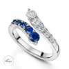 Berry's OPEIA Collection Platinum Round Brilliant Cut Sapphire And Diamond Fancy Single Row Cross Over Ring - Berry's Jewellers