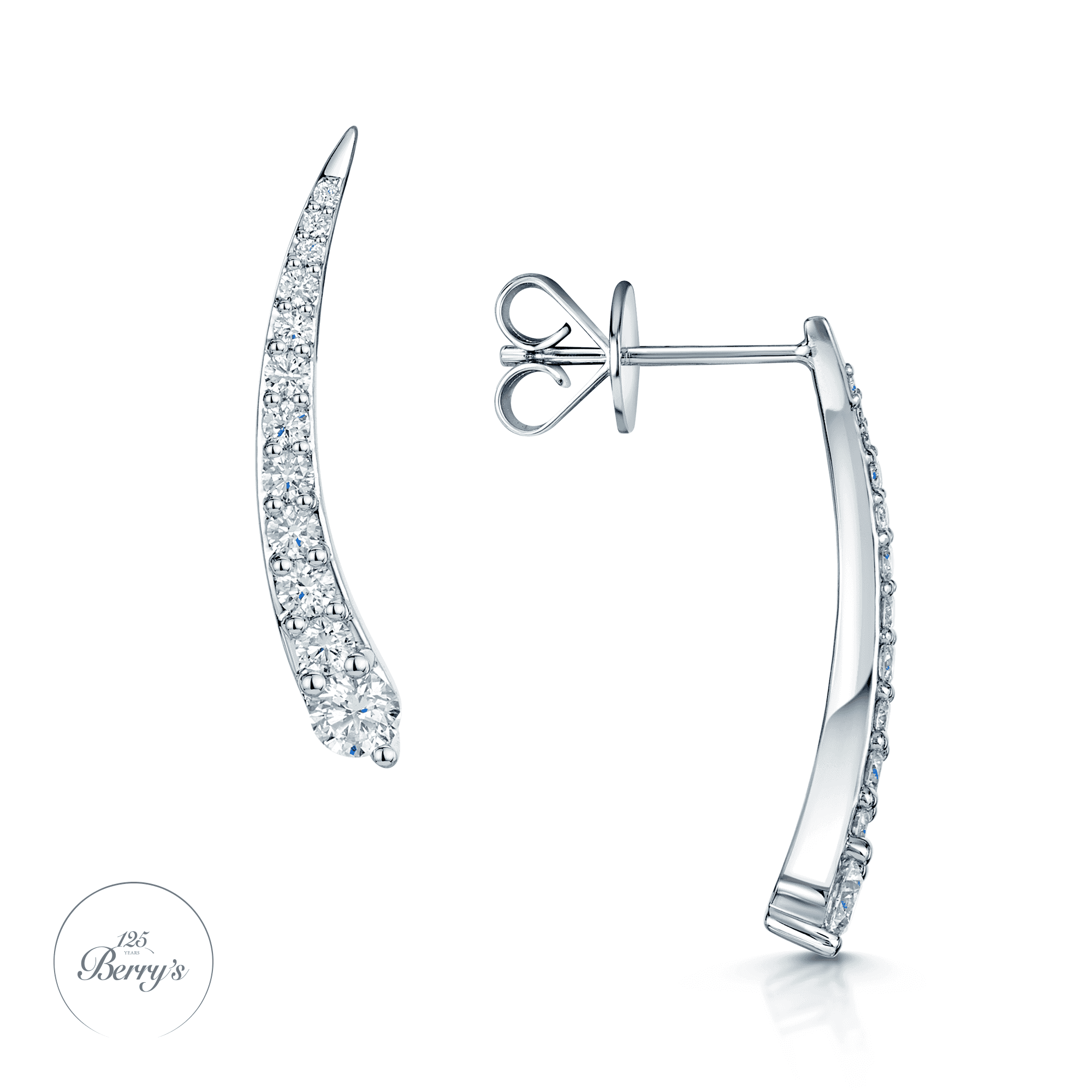 Berry's OPEIA Nova Collection 18ct White Gold Diamond Interchangeable Plain Back Drop Earrings - Berry's Jewellers