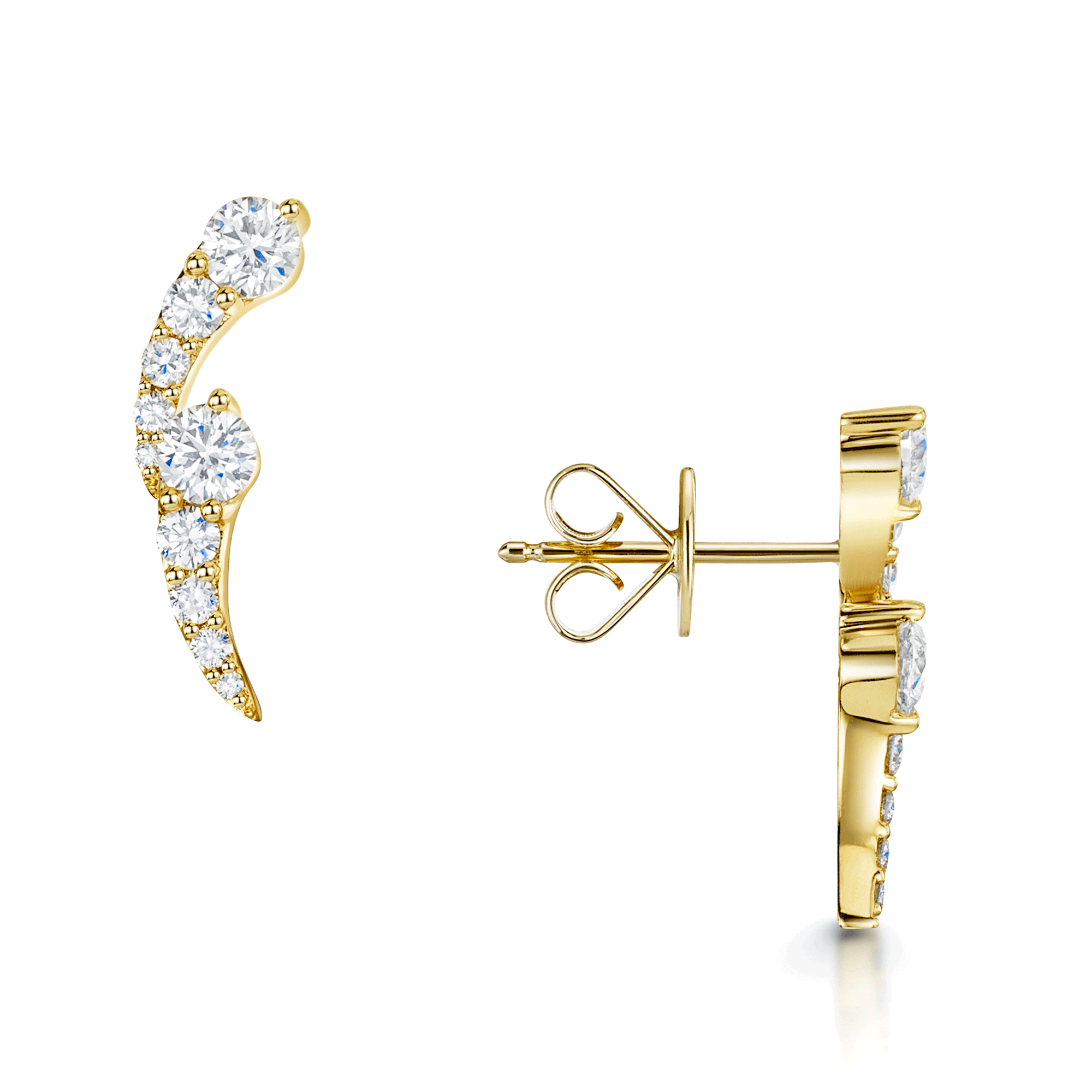 OPEIA Nova Collection 18ct Yellow Gold Round Brilliant Cut Diamond Earrings