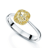 Platinum And 18ct Yellow Gold Cushion Shaped Yellow Diamond Halo Cluster Ring