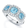 Berry's Platinum Aquamarine And Diamond Halo Three Stone Ring - Berry's Jewellers