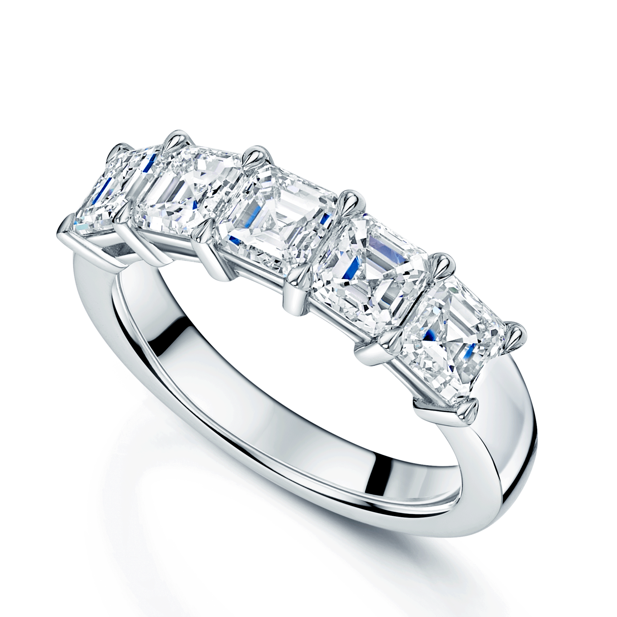 Berry's Platinum Asscher Cut Diamond Five Stone Eternity Ring - Berry's Jewellers