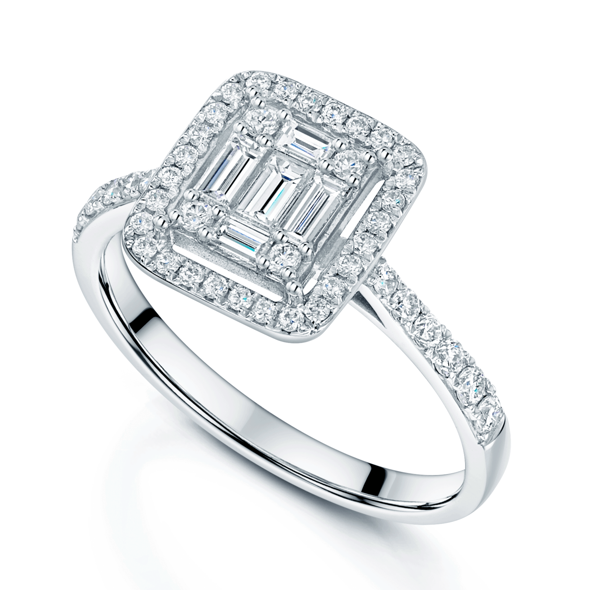 Berry's Platinum Baguette And Brilliant Cut Diamond Shaped Cluster Ring - Berry's Jewellers