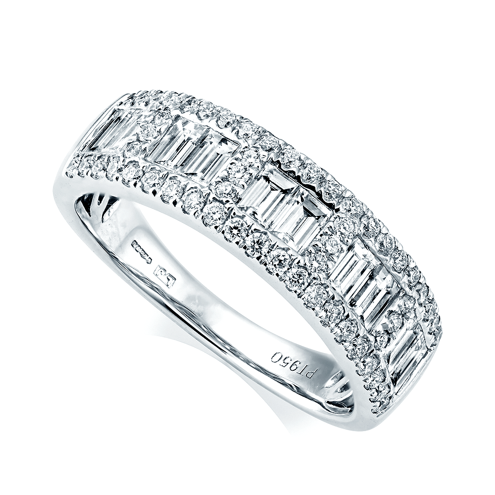 Platinum Baguette & Brilliant Cut Diamond Dress Ring