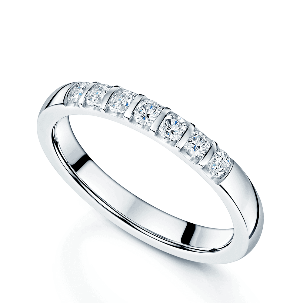 Berry's Platinum Brilliant Cut Seven Diamond Stone Bar Style Eternity Ring - Berry's Jewellers