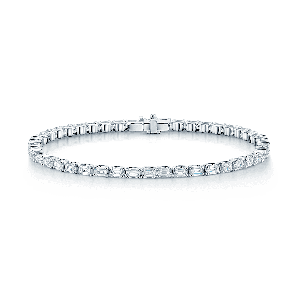 Berry's Platinum Claw Set Emerald Cut Diamond Tennis Bracelet - Berry's Jewellers