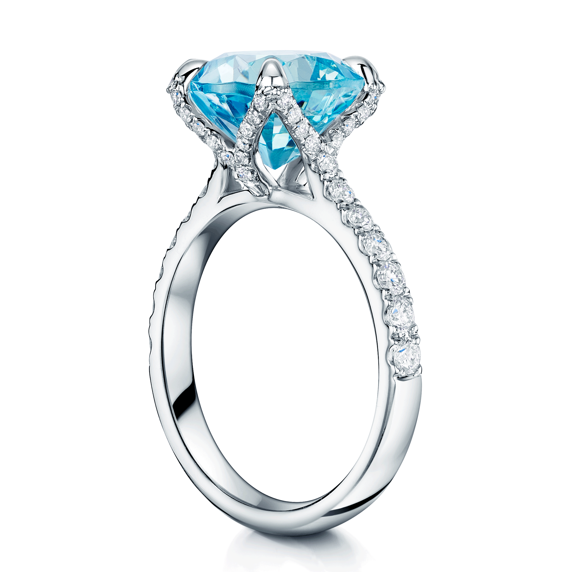 Berry's Platinum Cushion Cut Aquamarine & Diamond Ring - Berry's Jewellers