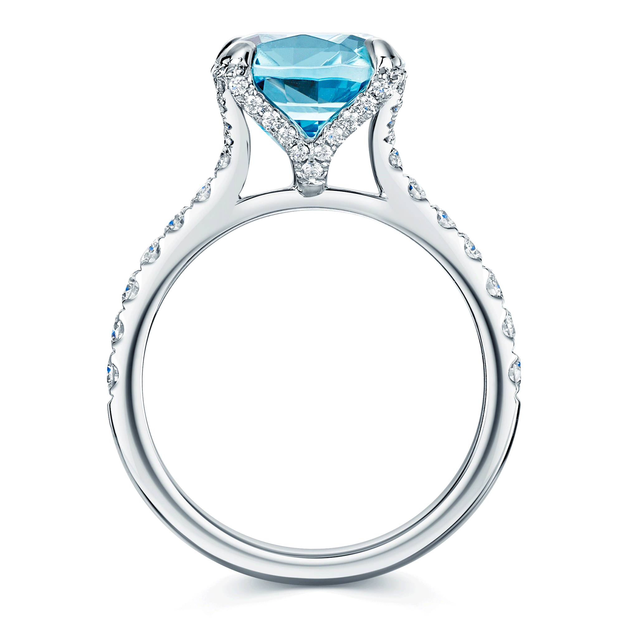 Berry's Platinum Cushion Cut Aquamarine & Diamond Ring - Berry's Jewellers