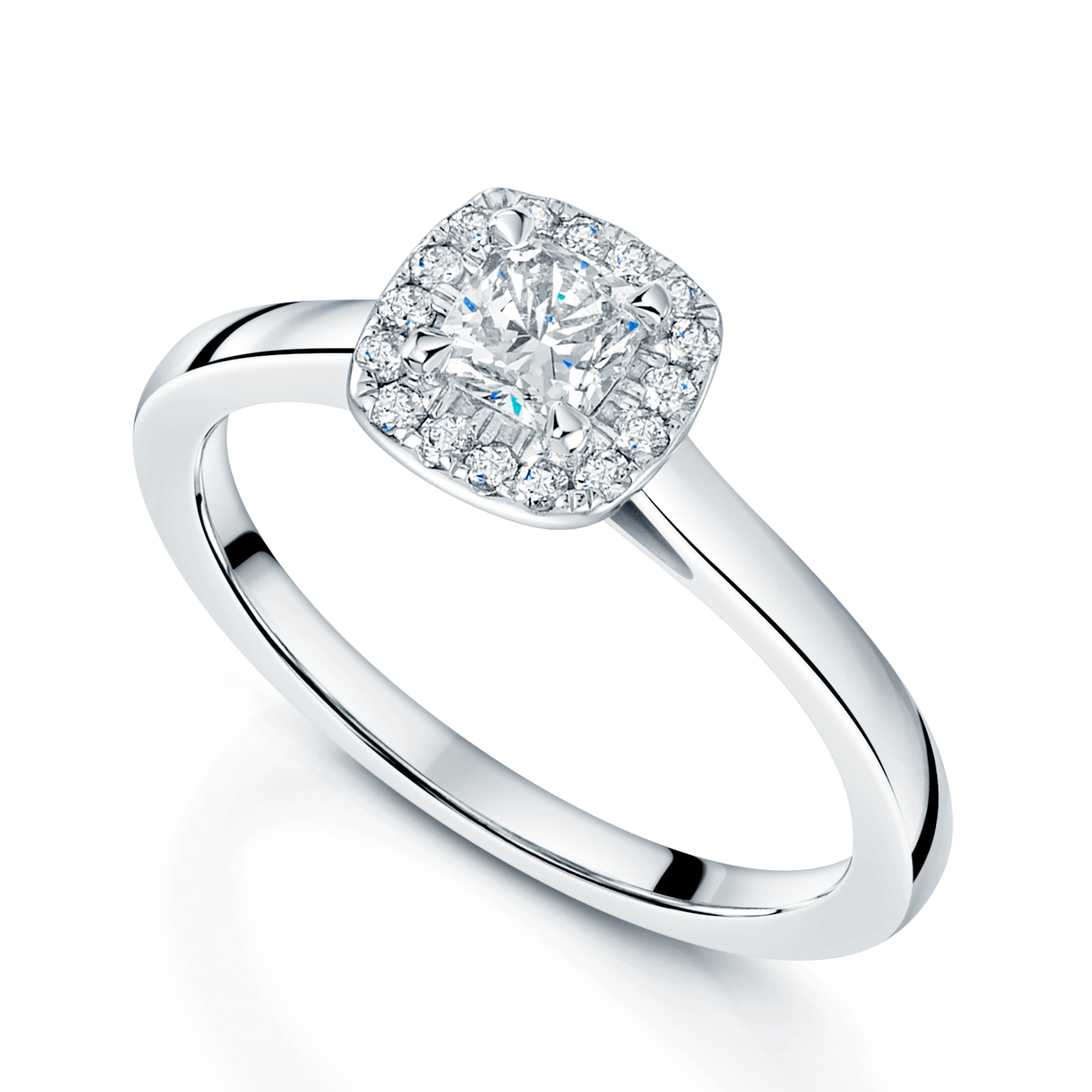 Platinum Cushion Cut Diamond Halo Dress Ring