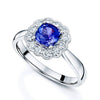 Berry's Platinum Cushion Cut Tanzanite Ring In A Diamond Halo Setting - Berry's Jewellers