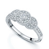 Berry's Platinum Diamond Halo Three Stone Ring With Diamond Set Shoulders - Berry's Jewellers