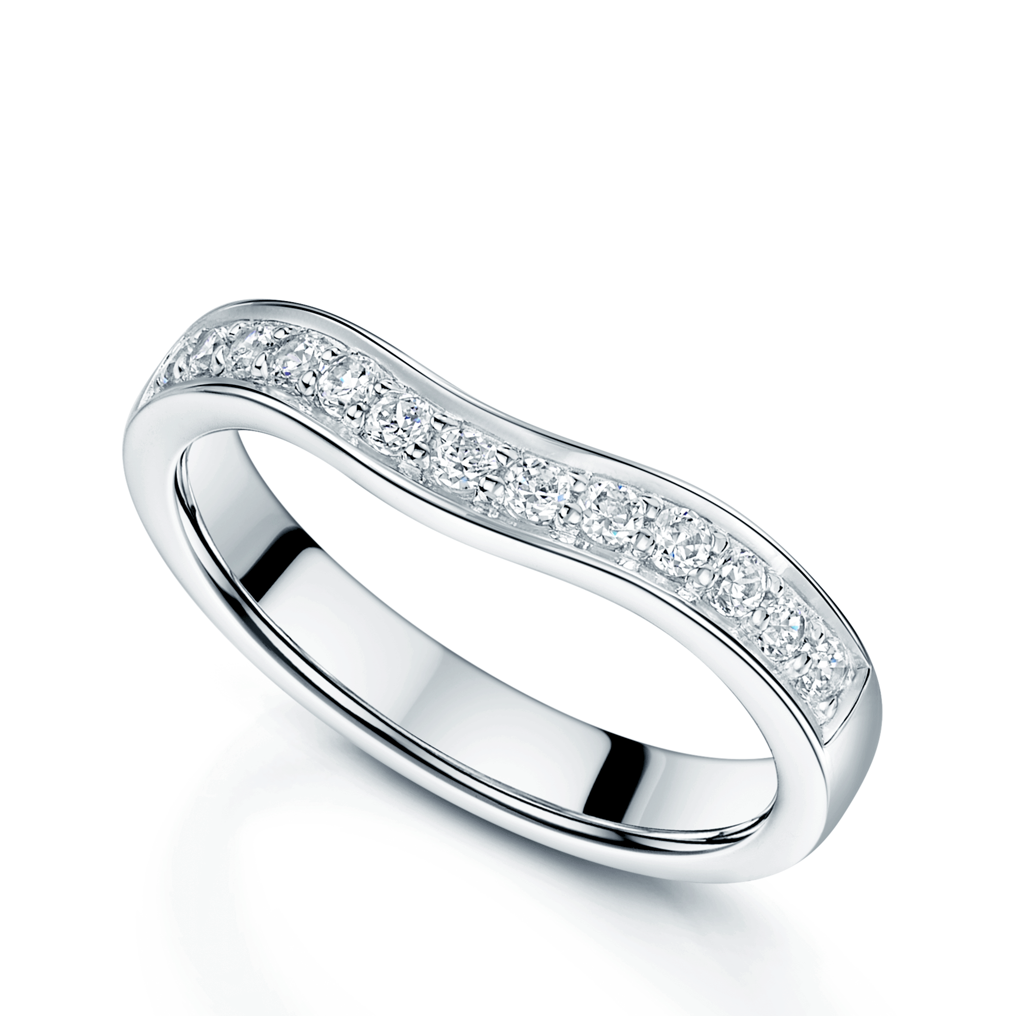 Platinum Diamond Set Shaped Wedding Ring