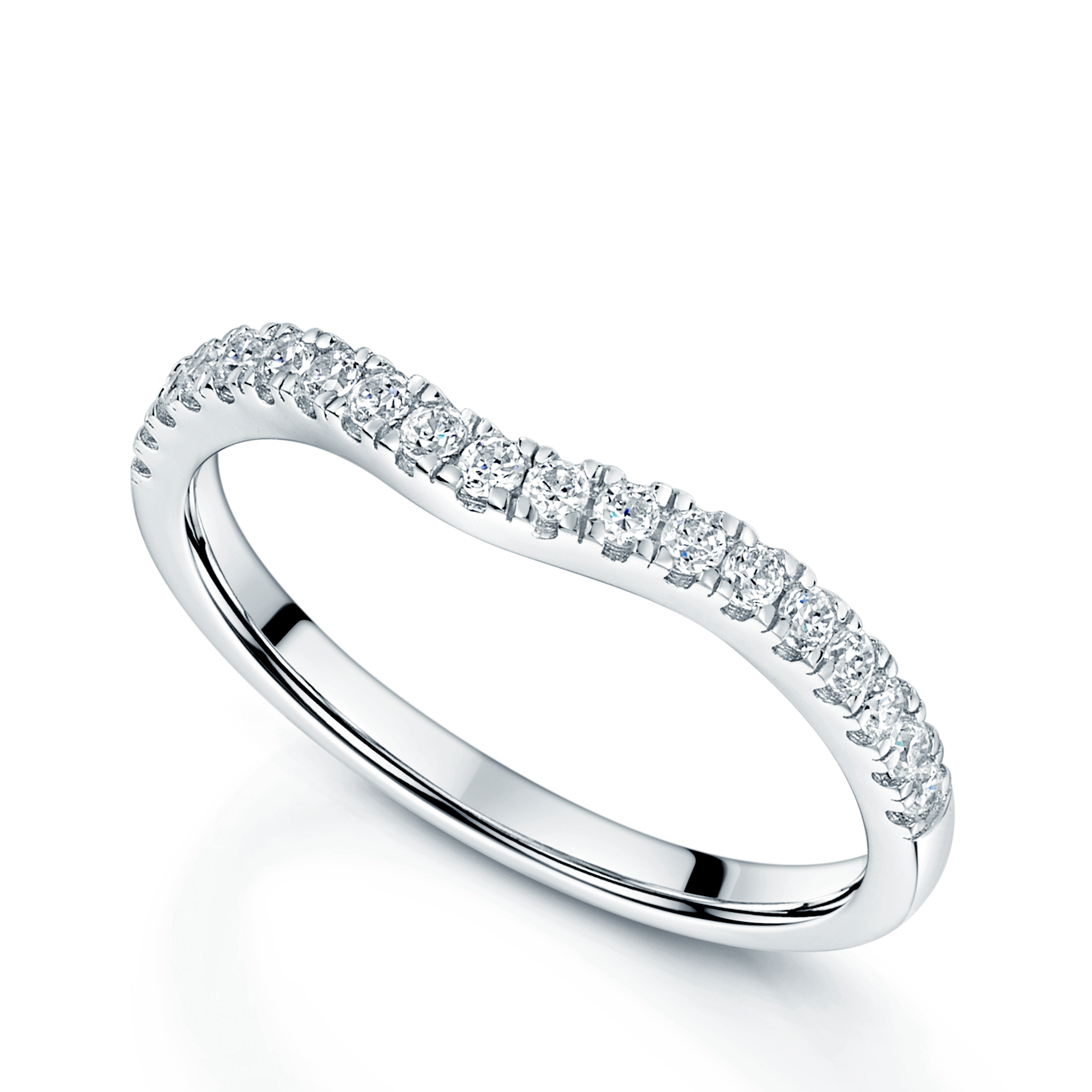 Platinum Diamond Set Shaped Wedding Ring