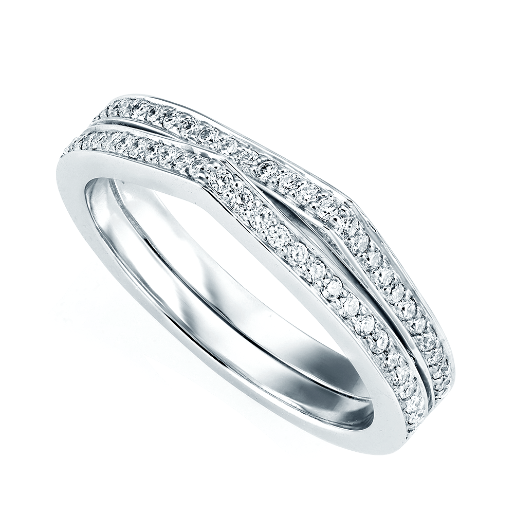 Platinum Double Row Diamond Set Half Eternity Ring