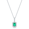 Berry's Platinum Emerald And Diamond Halo Pendant - Berry's Jewellers