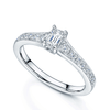 Berry's Platinum Emerald Cut Diamond Solitaire With Milgrain Diamond Set Band - Berry's Jewellers