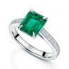 Berry's Platinum Emerald Cut Emerald Ring With Diamond Shoulders. - Berry's Jewellers