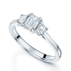 Berry's Platinum GIA Certificated Emerald Cut Diamond And Tapered Step Cut Three Stone Ring - Berry's Jewellers