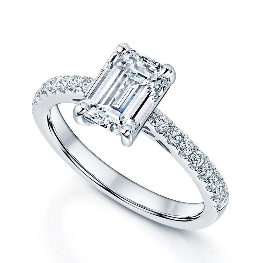 Berry's Platinum GIA Certificated Emerald Cut Diamond Ring With Diamond Set Shoulders - Berry's Jewellers