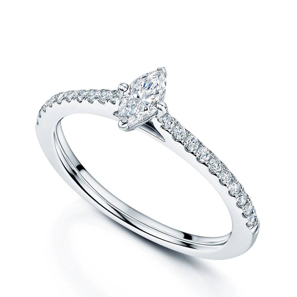 Berry's Platinum GIA Certificated Marquise Shaped Diamond Ring With Diamond Set Shoulders - Berry's Jewellers