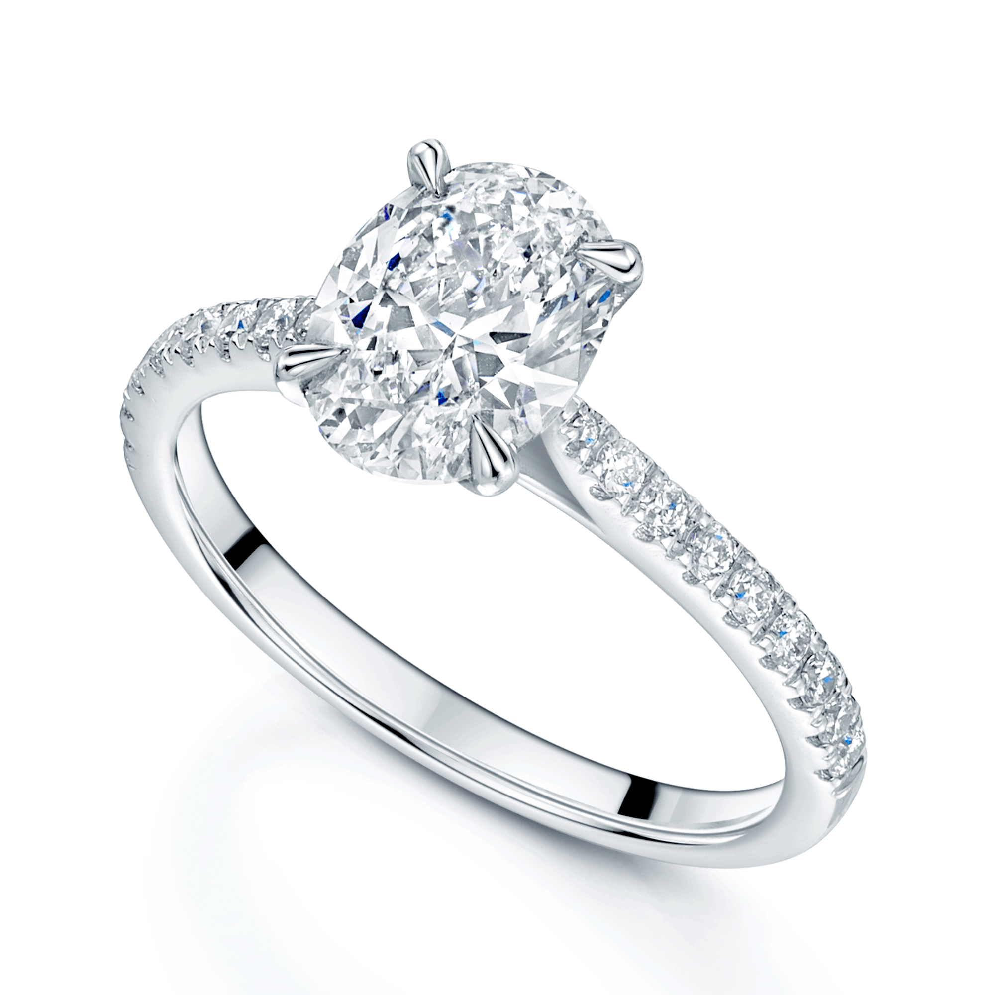 Platinum GIA Certificated Oval Cut Diamond Ring With Diamond Shoulders