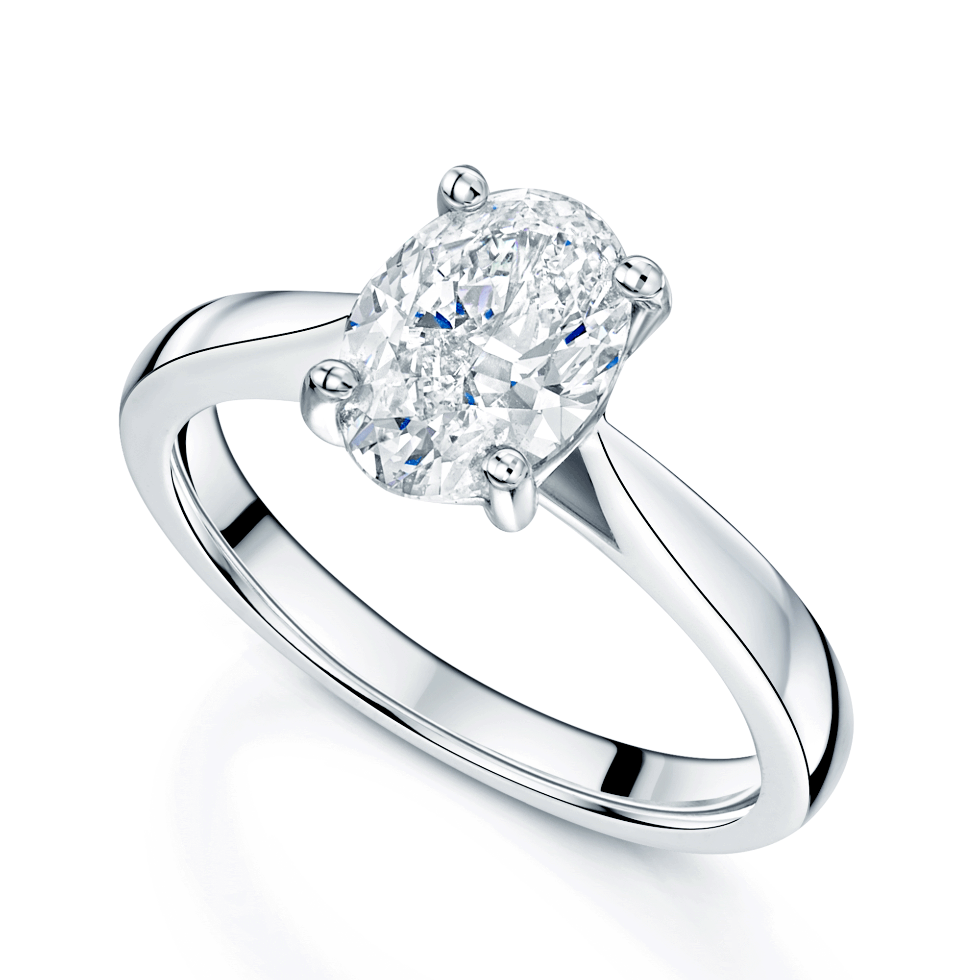 Platinum GIA Certificated Oval Cut Diamond Solitaire Ring