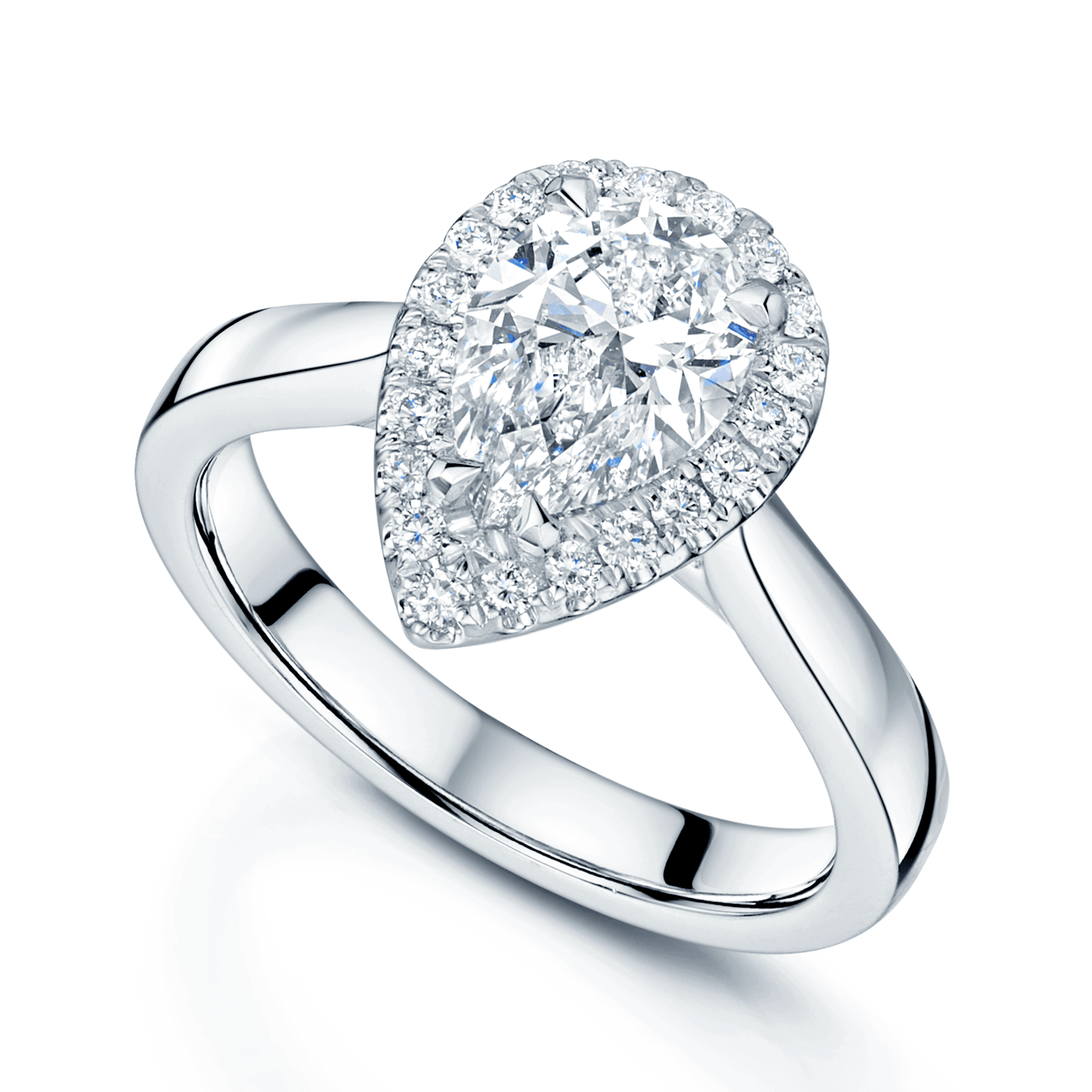 Berry's Platinum GIA Certificated Pear Shaped Diamond Halo Cluster Ring - Berry's Jewellers