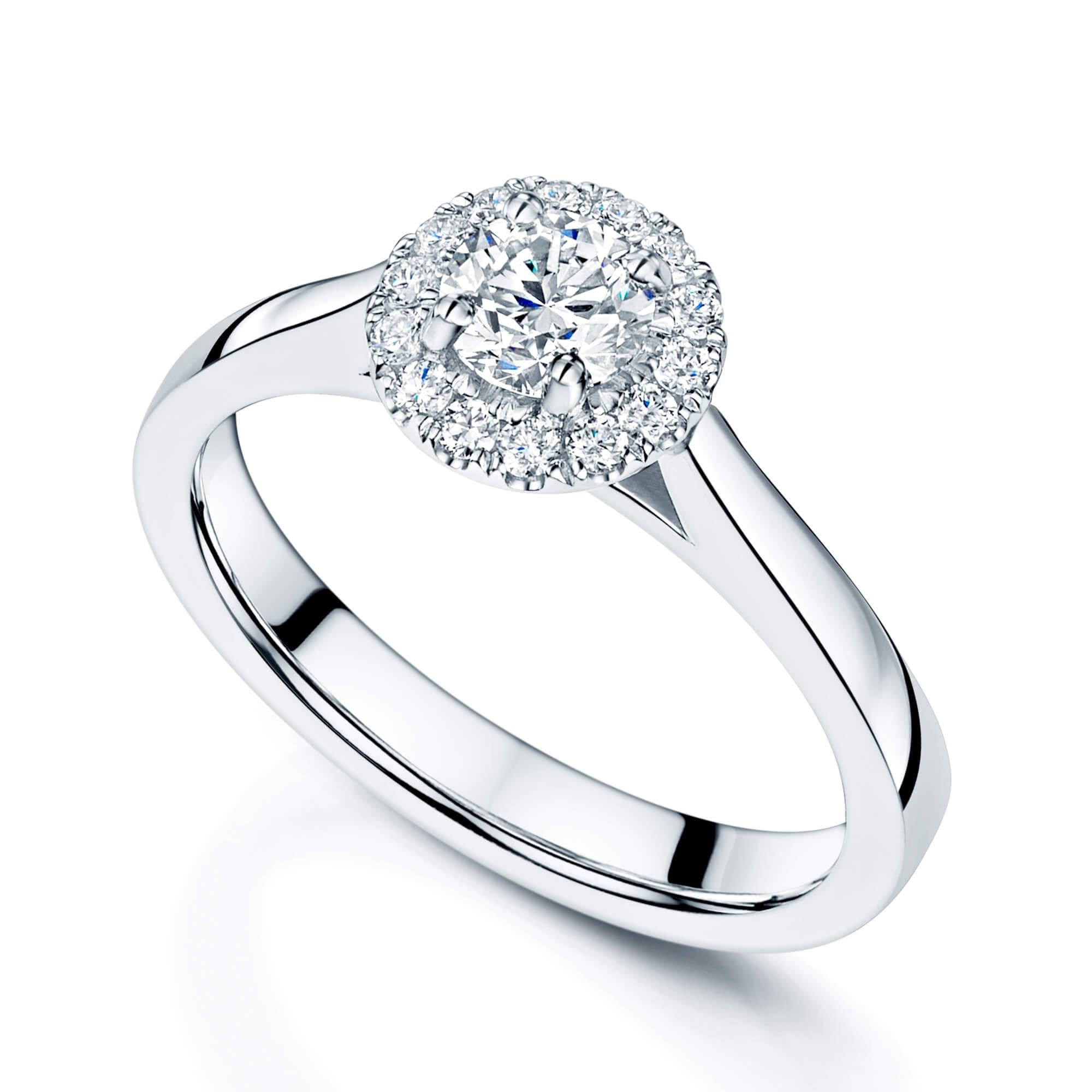 Berry's Platinum GIA Certificated Round Brilliant Cut Diamond Ring With Diamond Halo Surround - Berry's Jewellers