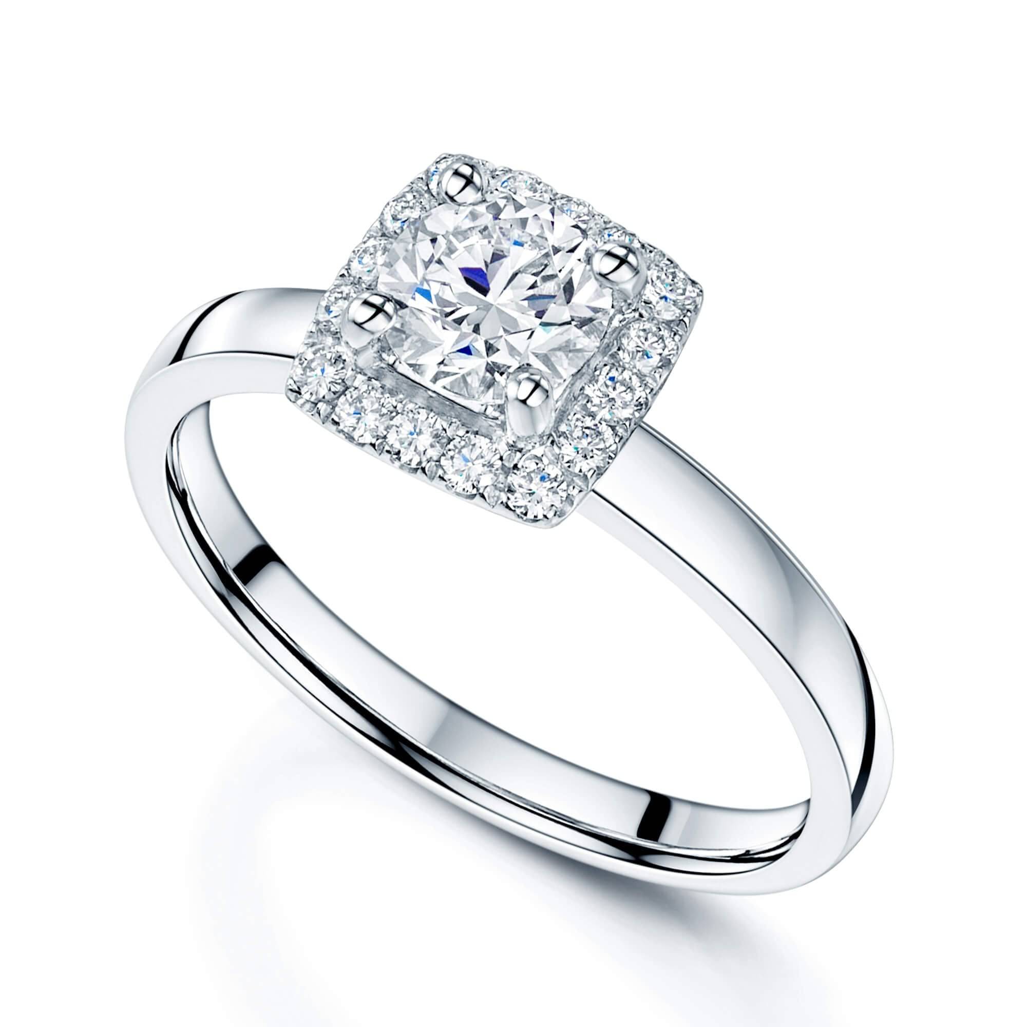 Berry's Platinum GIA Certificated Round Brilliant Cut Solitaire Diamond Halo Ring - Berry's Jewellers