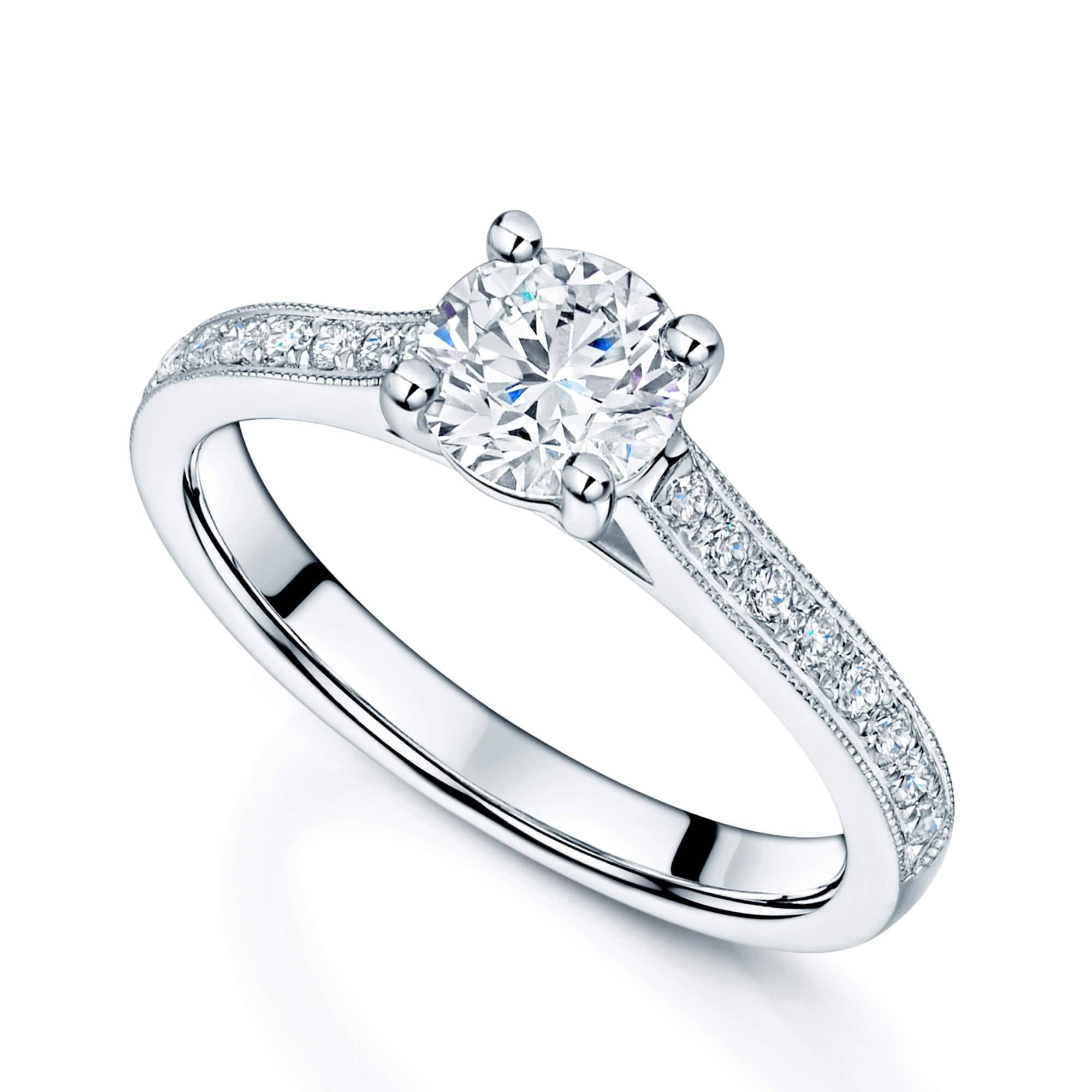 Berry's Platinum GIA Certificated Round Brilliant Cut Solitaire Ring With Diamond Set Shoulders - Berry's Jewellers