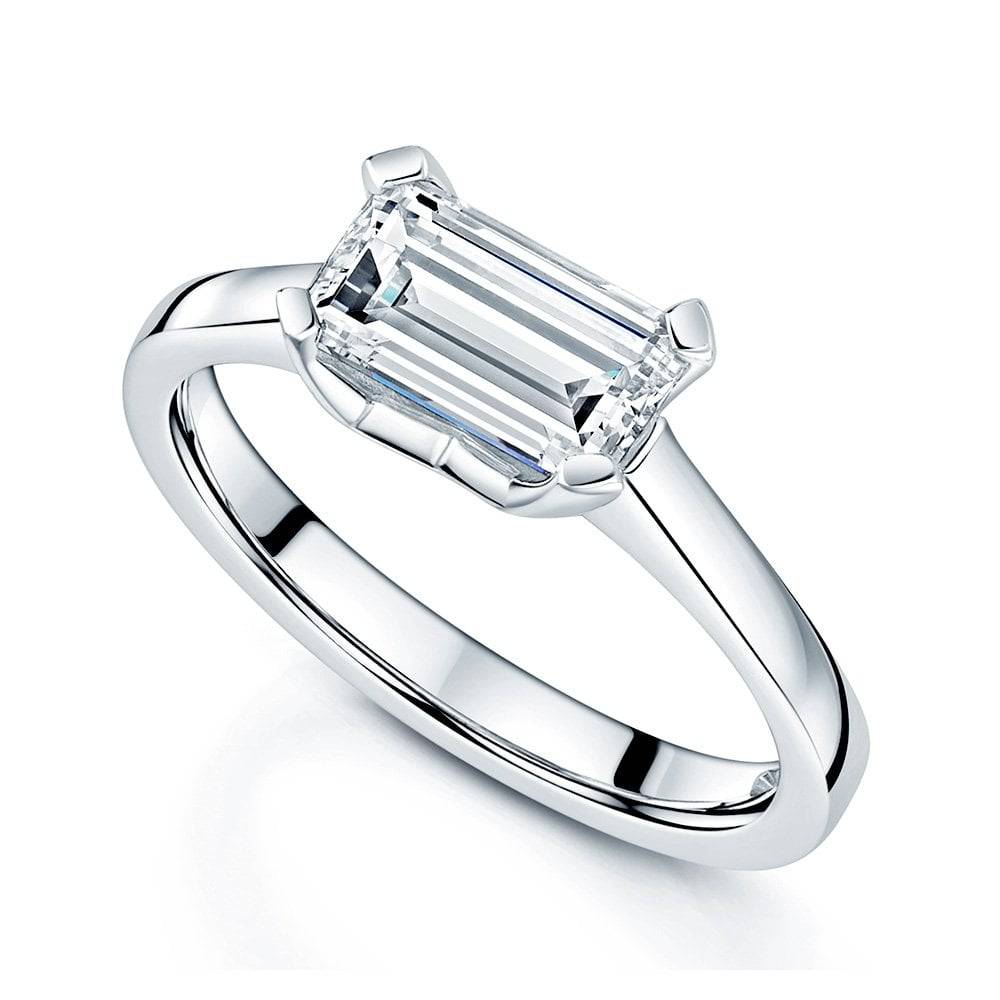 Berry's Platinum GIA Certificated Step Cut Diamond Four Claw Horizontally Set Ring - Berry's Jewellers