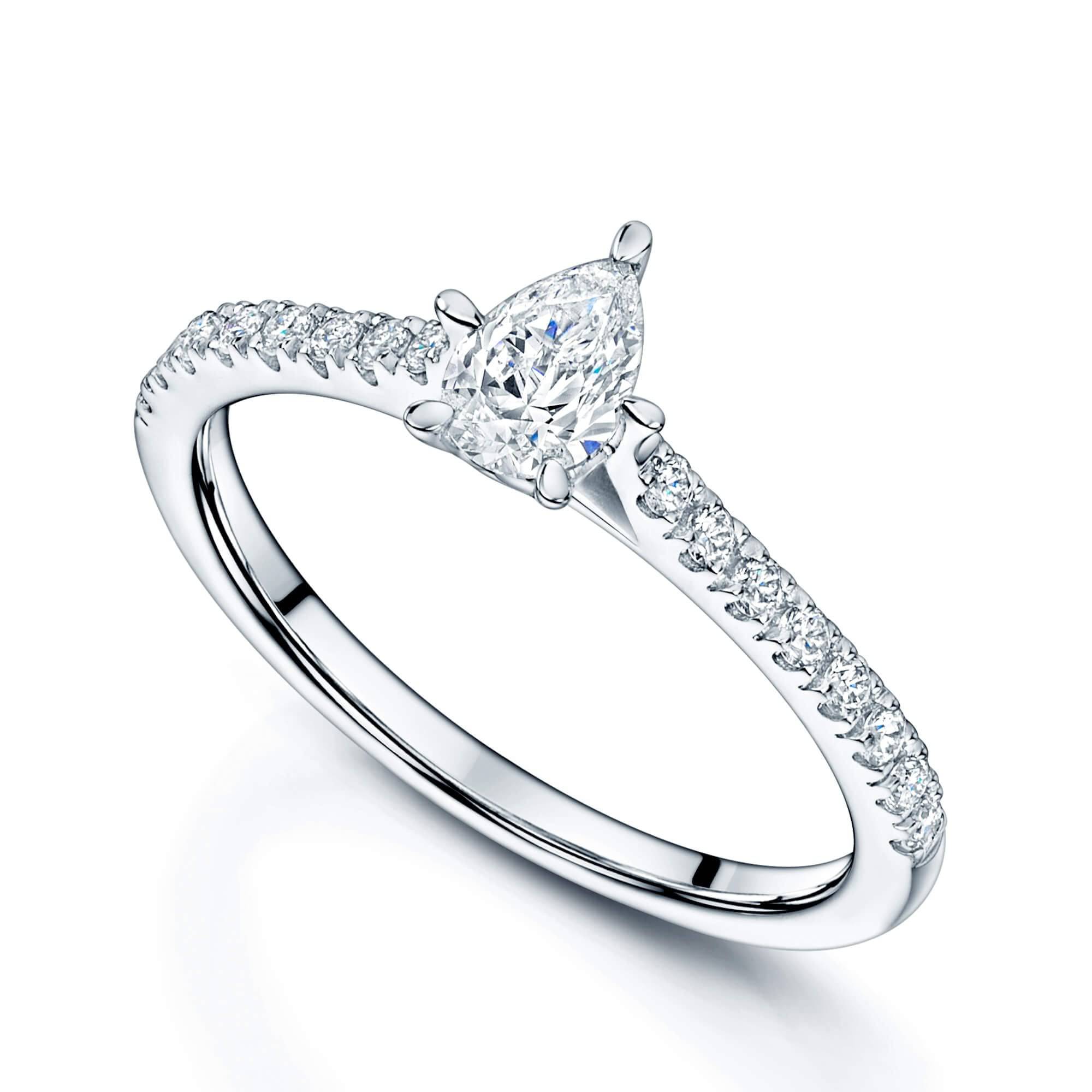 Berry's Platinum GIA Pear Cut Diamond Ring with Diamond Set Shoulders - Berry's Jewellers