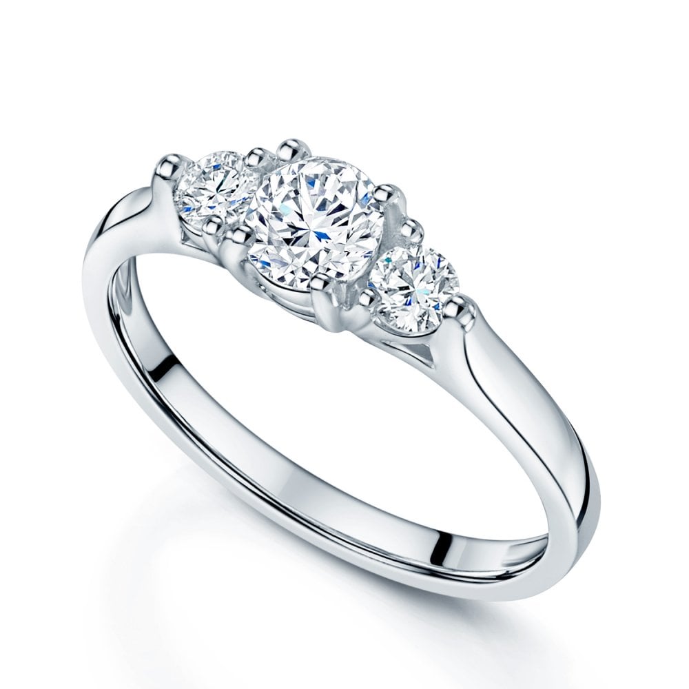 Berry's Platinum GIA Round Brilliant Cut Graduated Centre Stone Trilogy Ring - Berry's Jewellers