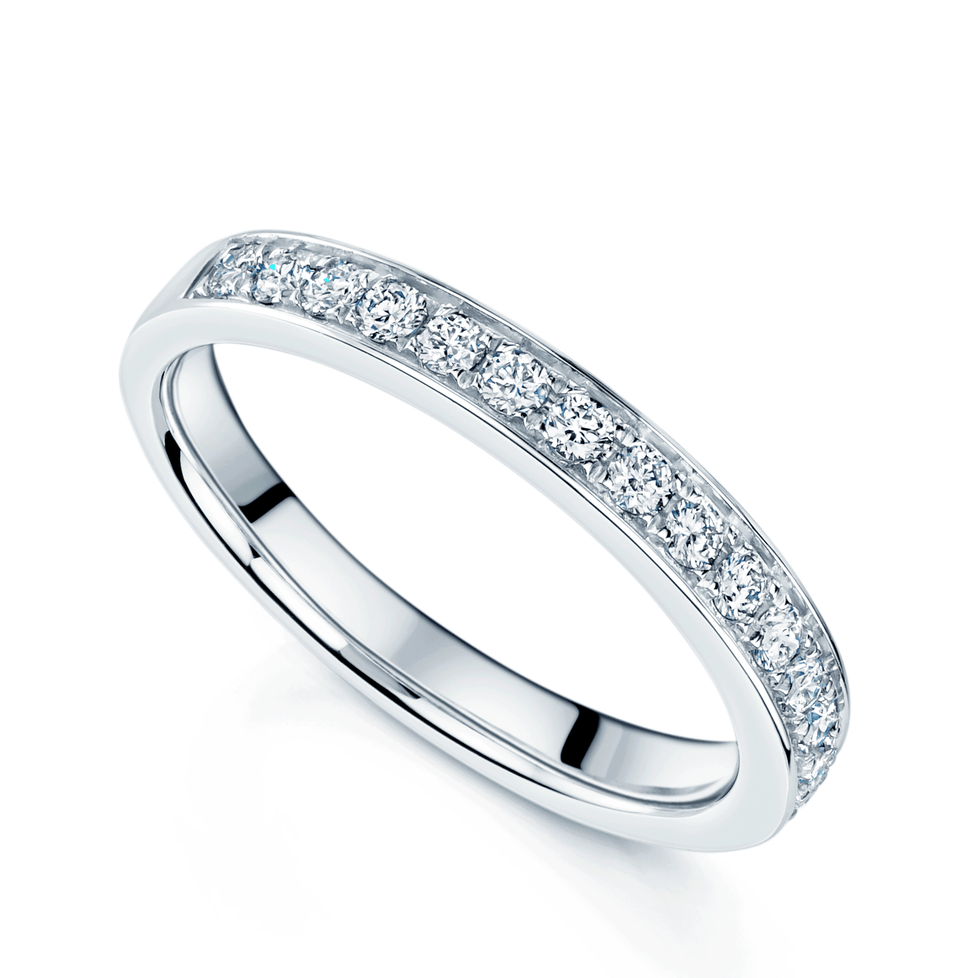 Platinum Grain Set Round Brilliant Cut Diamond Half Eternity Ring