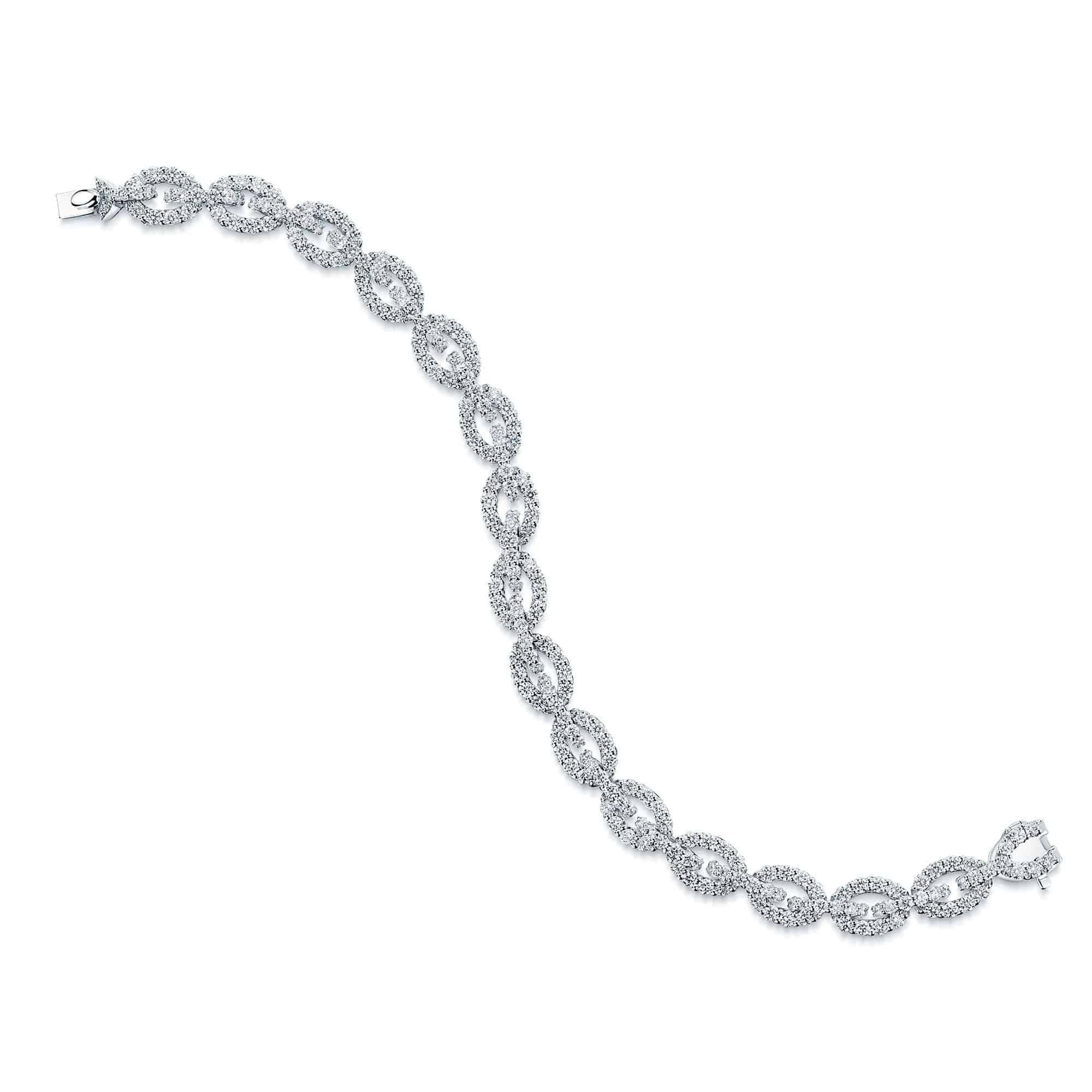 Berry's Platinum Link Design Round Brilliant Cut Diamond Bracelet - Berry's Jewellers