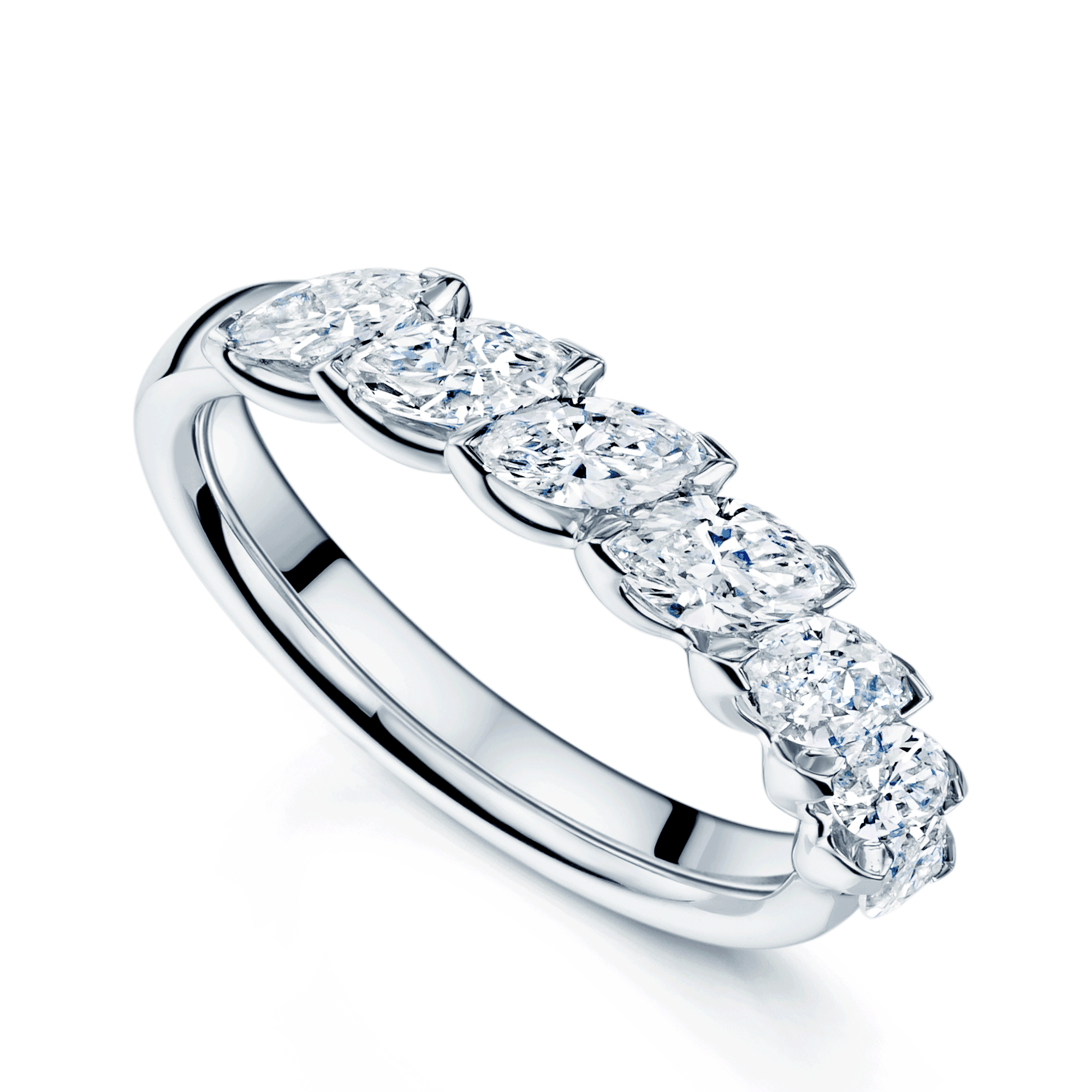 Berry's Platinum Marquise Cut Diamond Seven Stone Half Eternity Ring - Berry's Jewellers