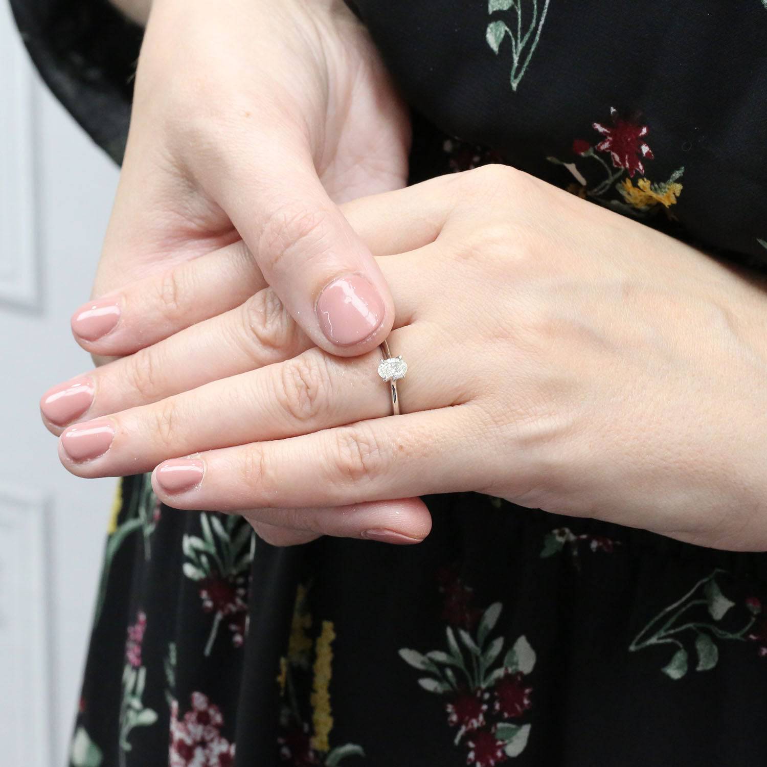 Platinum Oval Cut Diamond Single Stone Ring