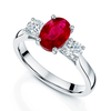 Berry's Platinum Oval Cut Ruby And Diamond Three Stone Ring - Berry's Jewellers