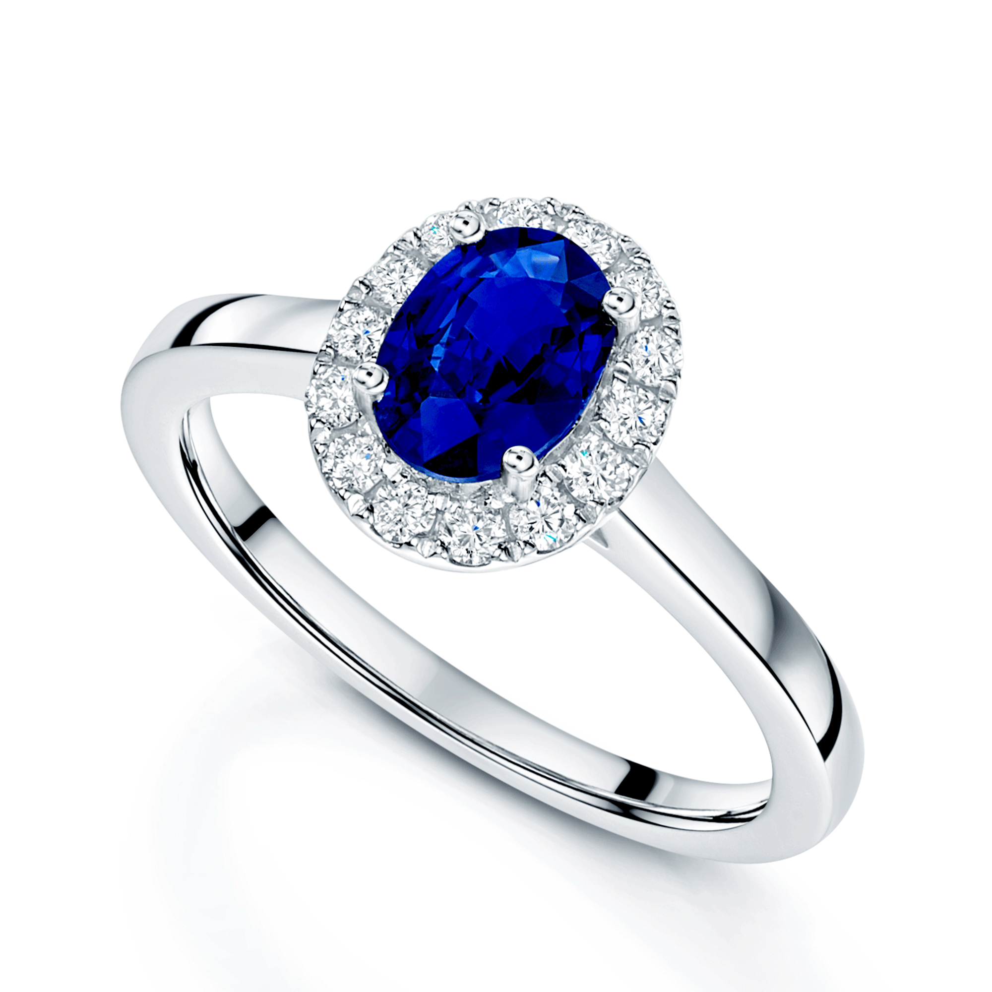 Berry's Platinum Oval Cut Sapphire And Diamond Cluster Ring - Berry's Jewellers