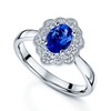 Berry's Platinum Oval Cut Tanzanite Vintage Halo Cluster Ring With A Beaded Edge - Berry's Jewellers