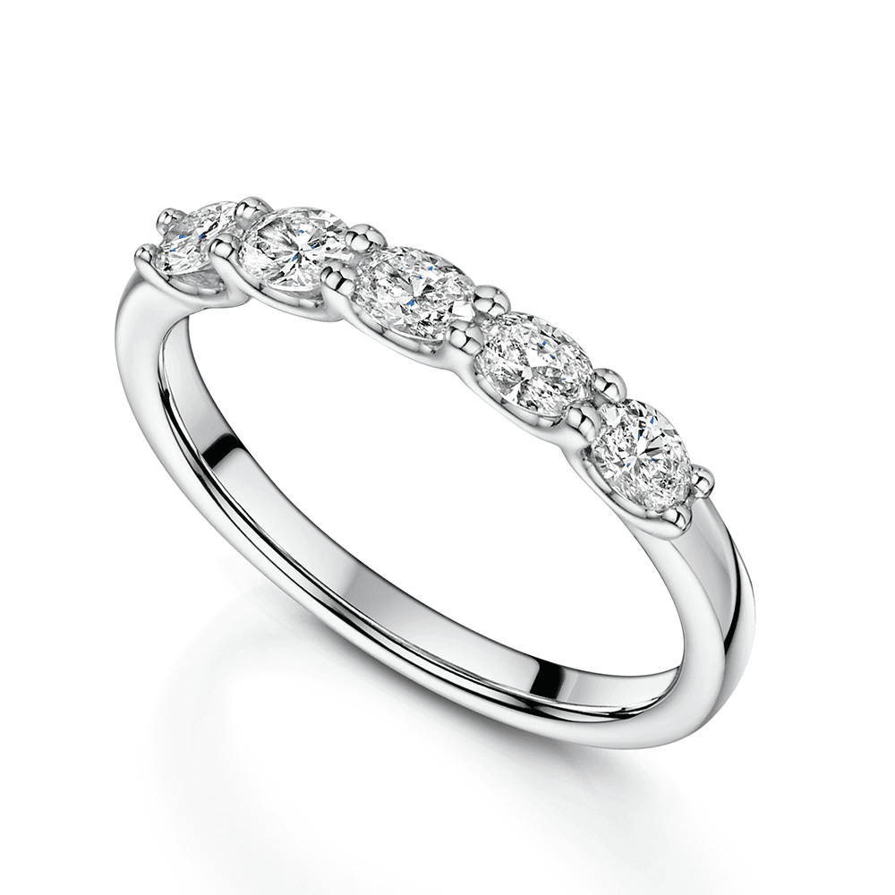 Berry's Platinum Oval Diamond Five Stone Half Eternity Ring - Berry's Jewellers