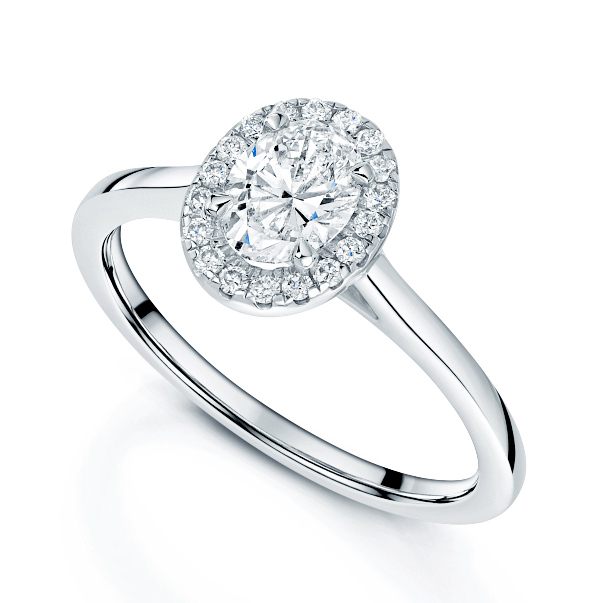 Platinum Oval Diamond Halo Surround Engagement Ring