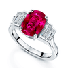 Berry's Platinum Oval Ruby and Baguette Cut Diamond Five Stone Ring - Berry's Jewellers