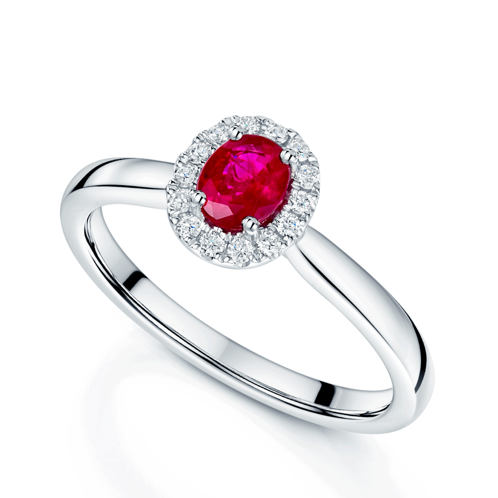 Berry's Platinum Oval Ruby And Diamond Cluster Ring - Berry's Jewellers