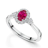 Berry's Platinum Oval Ruby And Diamond Cluster Ring With A Diamond On Each Shoulder, - Berry's Jewellers