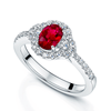 Berry's Platinum Oval Ruby And Diamond Halo Ring With Diamond Shoulders - Berry's Jewellers