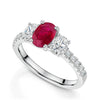 Berry's Platinum Oval Ruby And Diamond Three Stone Ring - Berry's Jewellers