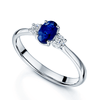 Berry's Platinum Oval Sapphire And Round Brilliant Diamond Three Stone Ring - Berry's Jewellers