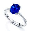 Platinum Oval Tanzanite Single Stone Ring With Diamond Set Shoulders